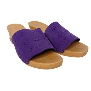 UNBRANDED PURPLE LEATHER SLIDES SZ 9
